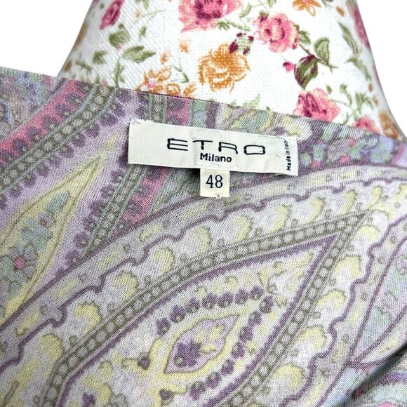 Etro Dress Purple Green Paisley Patchwork Sleeveless Wrap Boho sz 48 US 12 Large - Picture 11 of 12